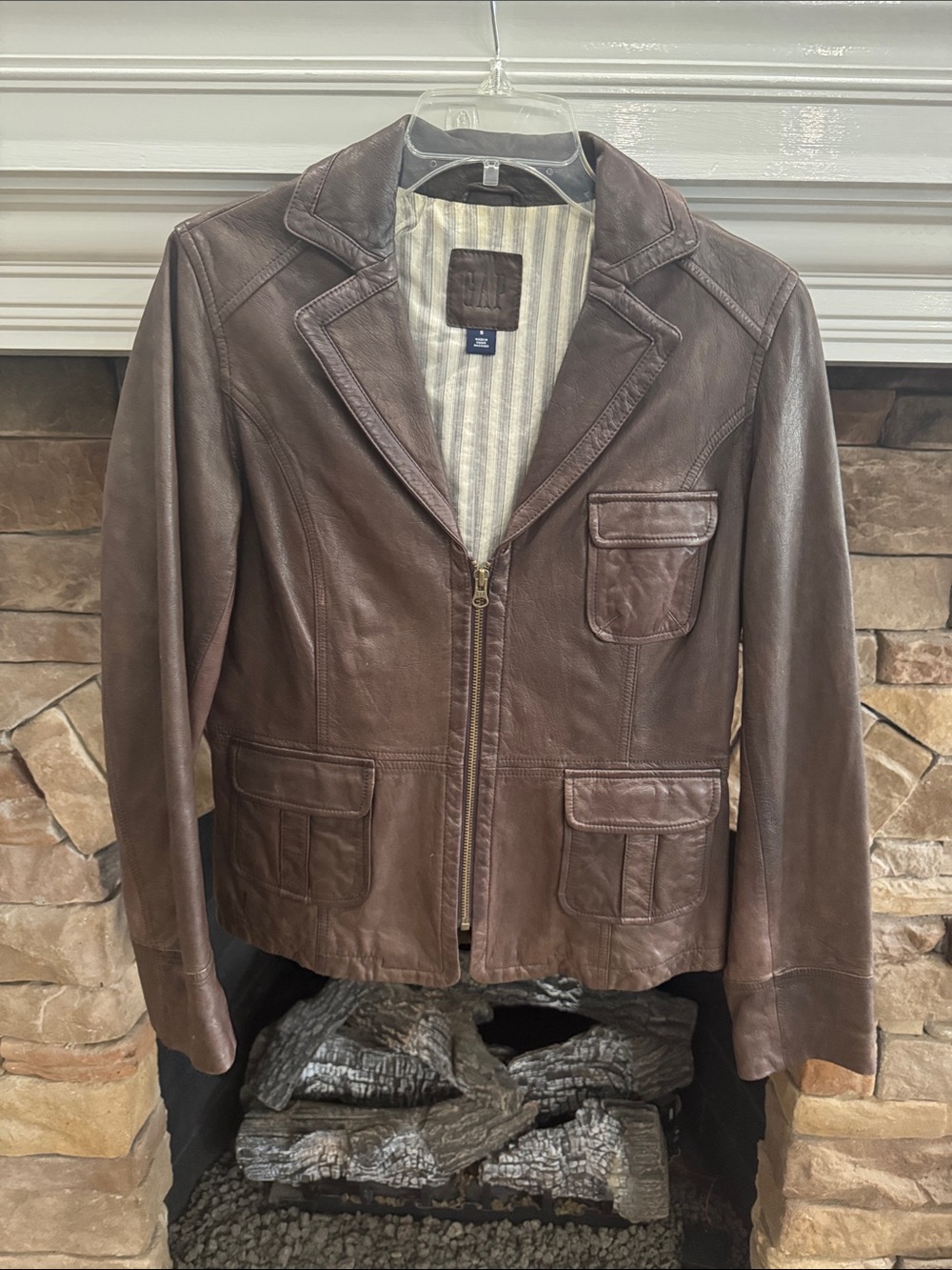 Women’s Brown Leather Zip Jacket - Classic Casual Coat